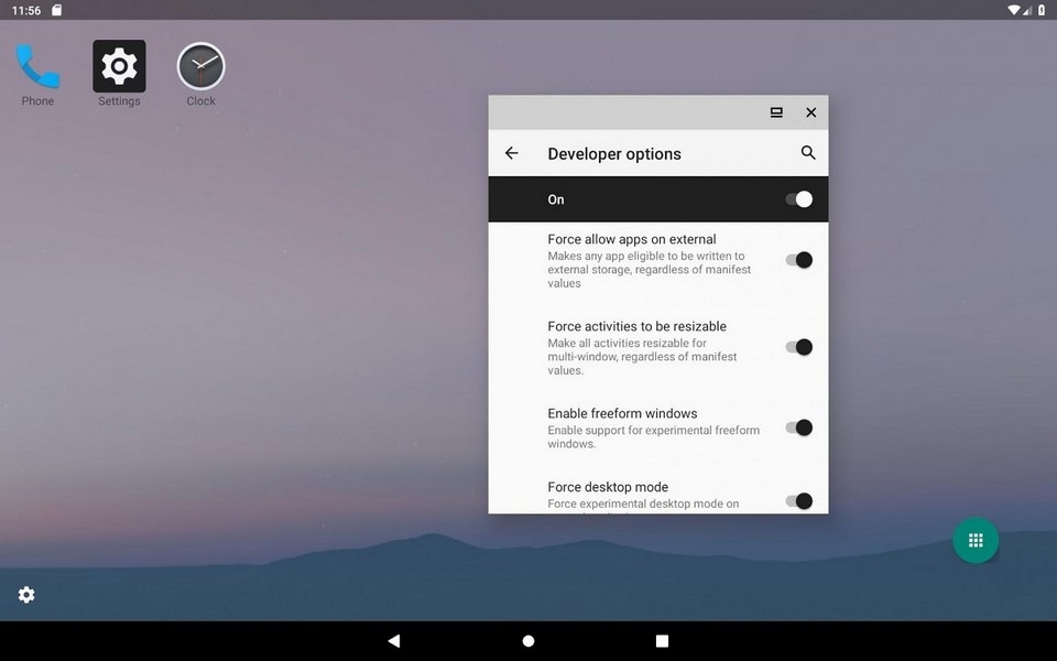 Giao diện Android Q chế độ desktop