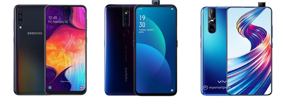 Samsung Galaxy A50, OPPO F11 Pro và Vivo V15 Pro