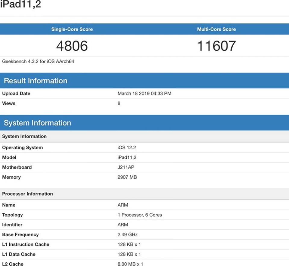 iPad mới của Apple được trang bị 3GB với hiệu năng ngang ngửa iPhone XS