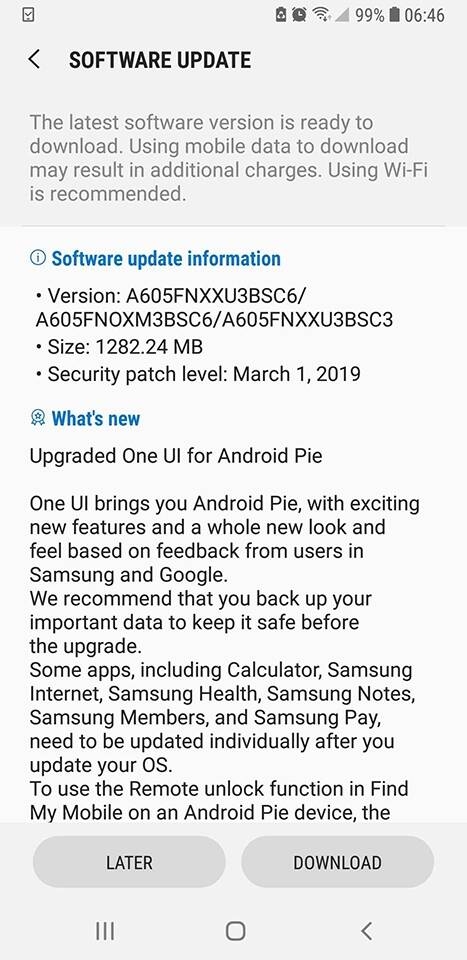 Galaxy A6+ lên đời Android Pie Galaxy A6+ lên đời Android Pie