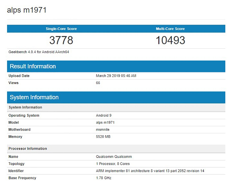 Meizu 16s lộ cấu hình trên Geekbench