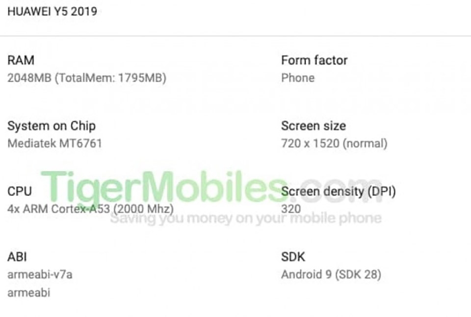 Cấu hình Huawei Y5 2019 Cấu hình Huawei Y5 2019