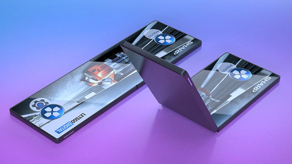 Sharp demo điện thoại có màn hình gập dọc lại rất ấn tượng