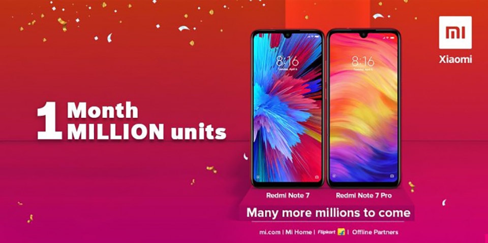 1 triệu chiếc Redmi Note 7 và Note 7 Pro được bán tại Ấn Độ 1 triệu chiếc Redmi Note 7 và Note 7 Pro được bán tại Ấn Độ