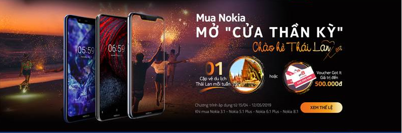 Mua smartphone Nokia, trúng 4 cặp vé du lịch Thái Lan tại FPT Shop