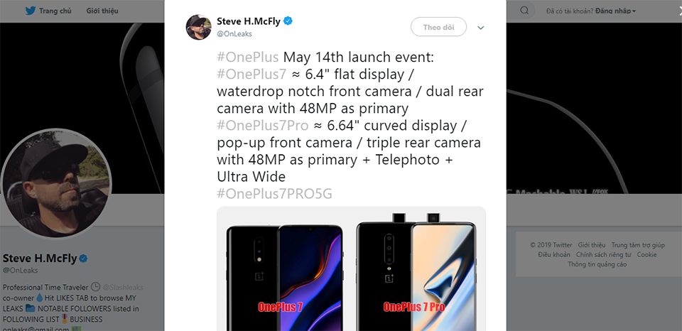 Rò rỉ thông tin OnePlus 7 và OnePlus 7 Pro (ảnh 1)