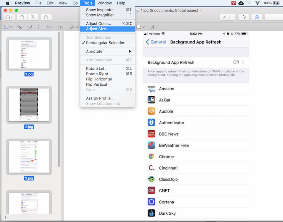 Resize ảnh hàng loạt trên Mac