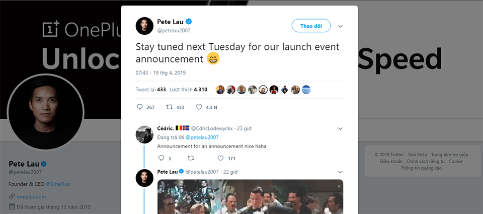 Ngày ra mắt OnePlus 7
