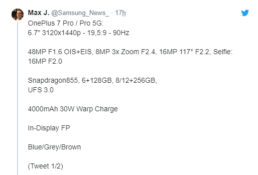 Cấu hình của OnePlus 7 và OnePlus 7 Pro đã lộ diện gần như đầy đủ (ảnh 2)