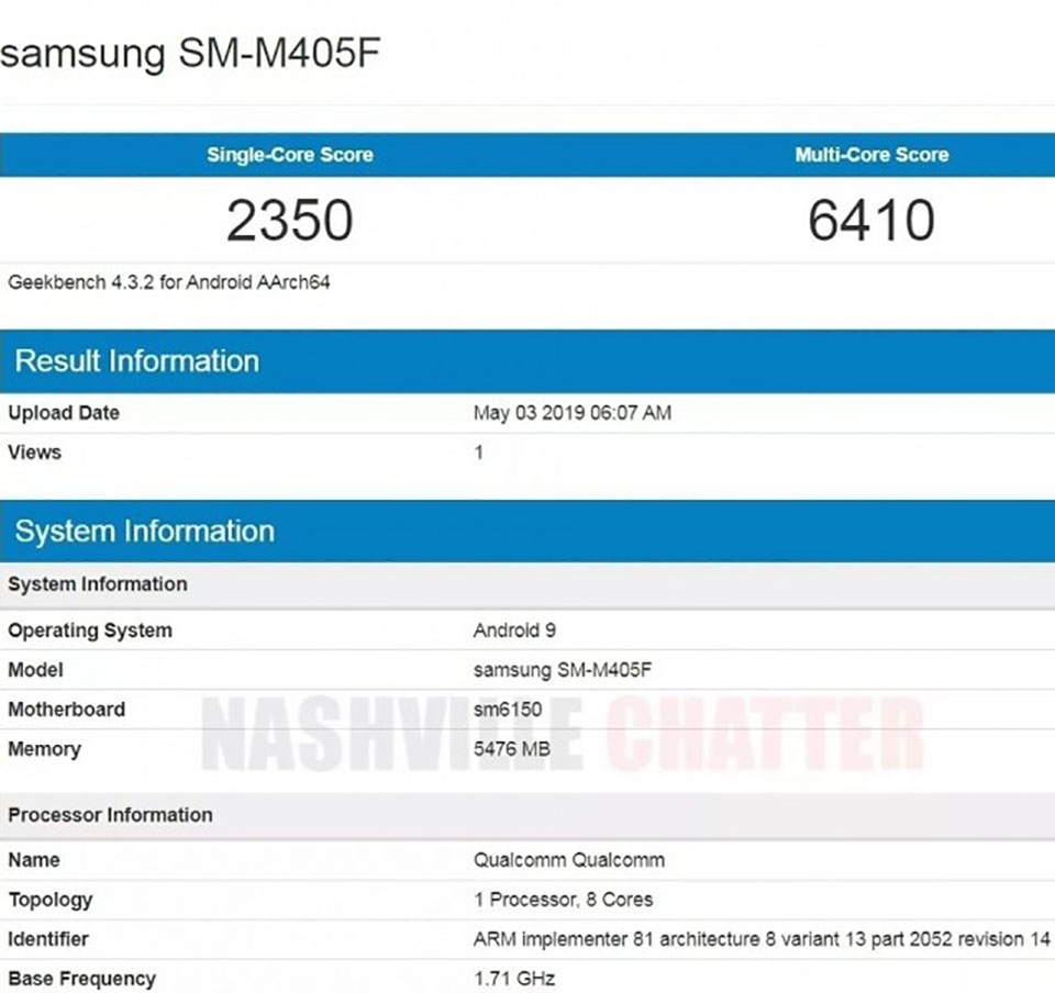 Galaxy M40 lộ cấu hình trên Geekbench