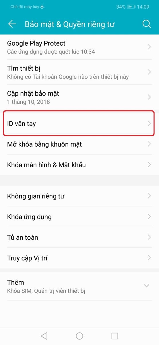 Hướng dẫn thiết lập mở khóa bằng vân tay trên Honor Play 3