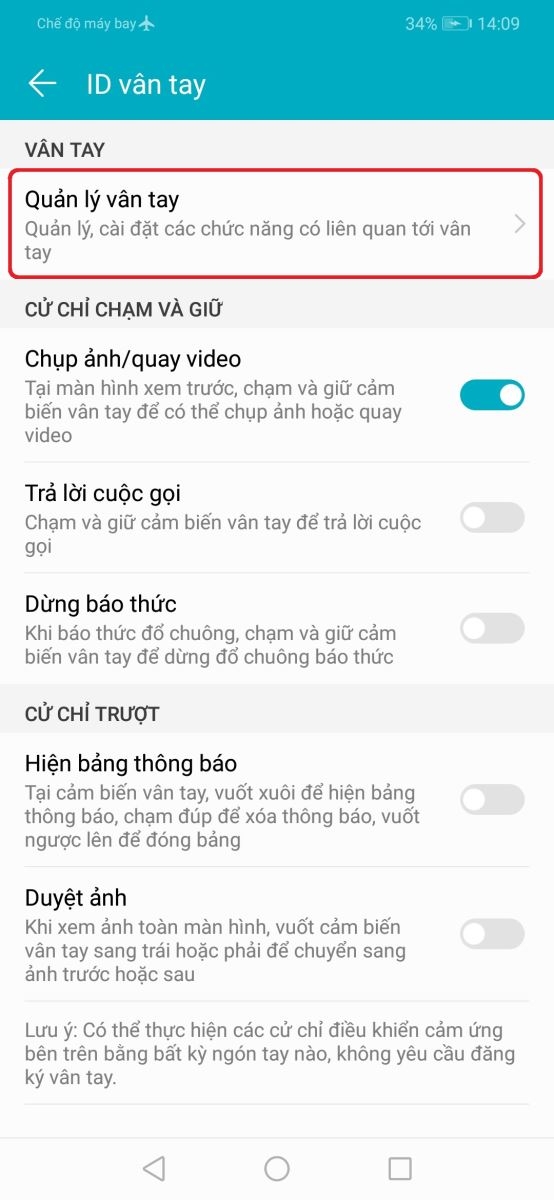 Hướng dẫn thiết lập mở khóa bằng vân tay trên Honor Play 6