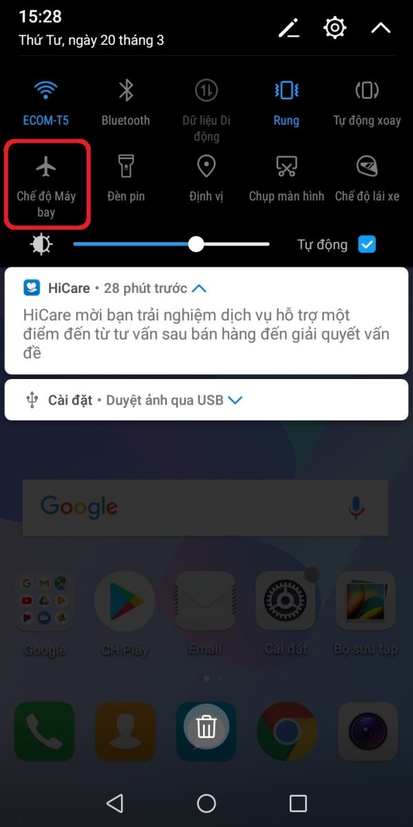 Hướng dẫn kích hoạt chế độ máy bay trên Huawei Y6 Prime 2