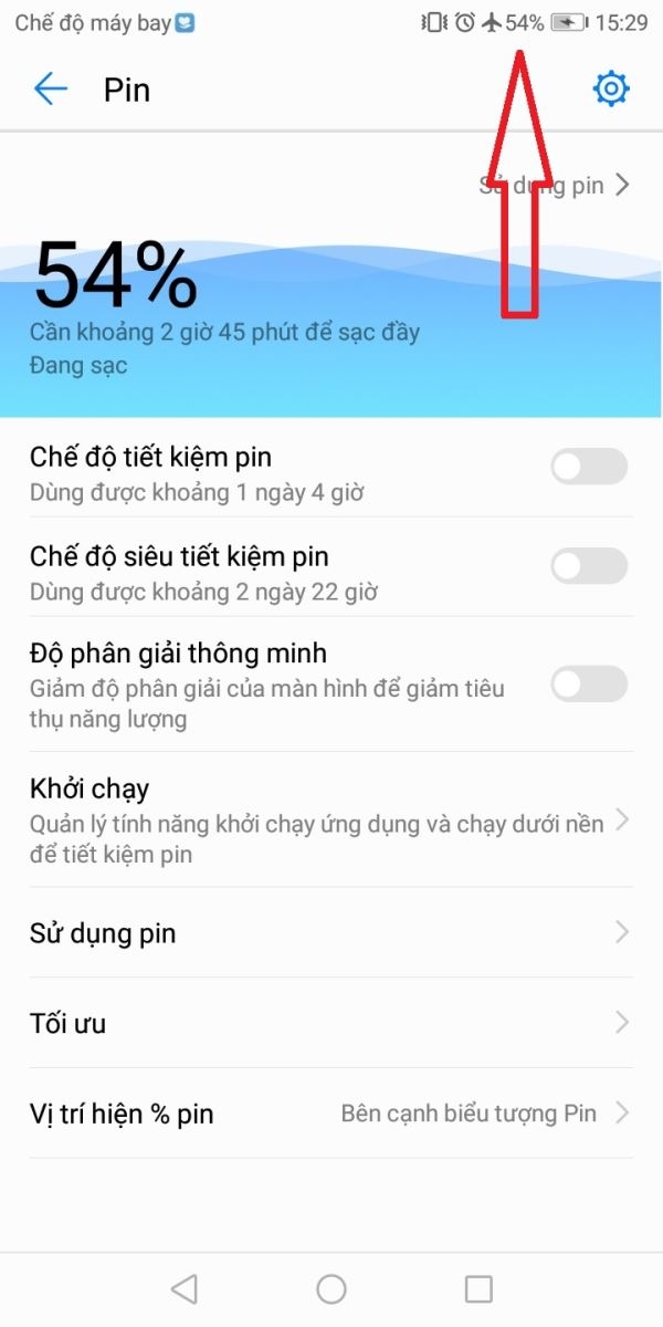 Hướng dẫn bật hiển thị phần trăm pin trên Huawei Y6 Prime 5