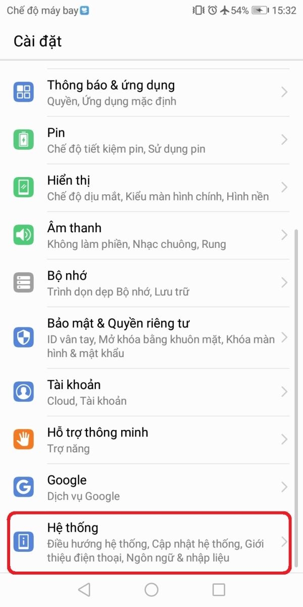 Hướng dẫn khôi phục cài đặt gốc trên Huawei Y6 Prime 2
