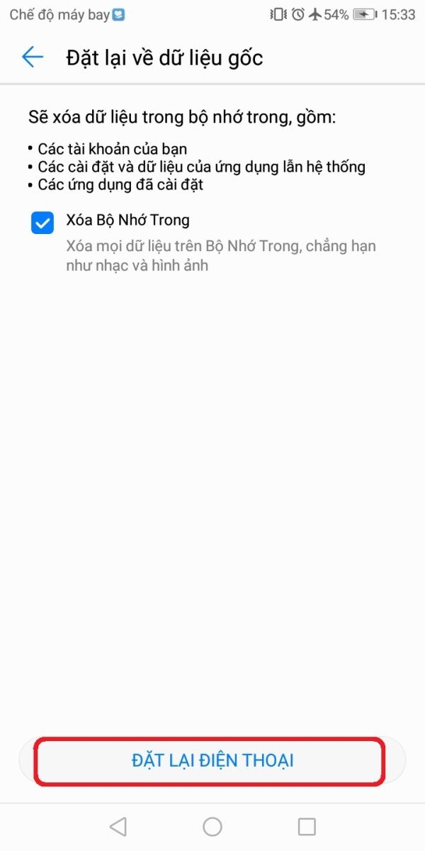 Hướng dẫn khôi phục cài đặt gốc trên Huawei Y7 Pro 2018