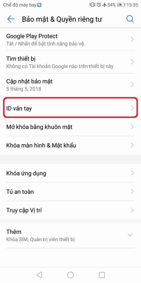 Hướng dẫn thiết lập mở khóa bằng vân tay trên Huawei Y6 Prime 3