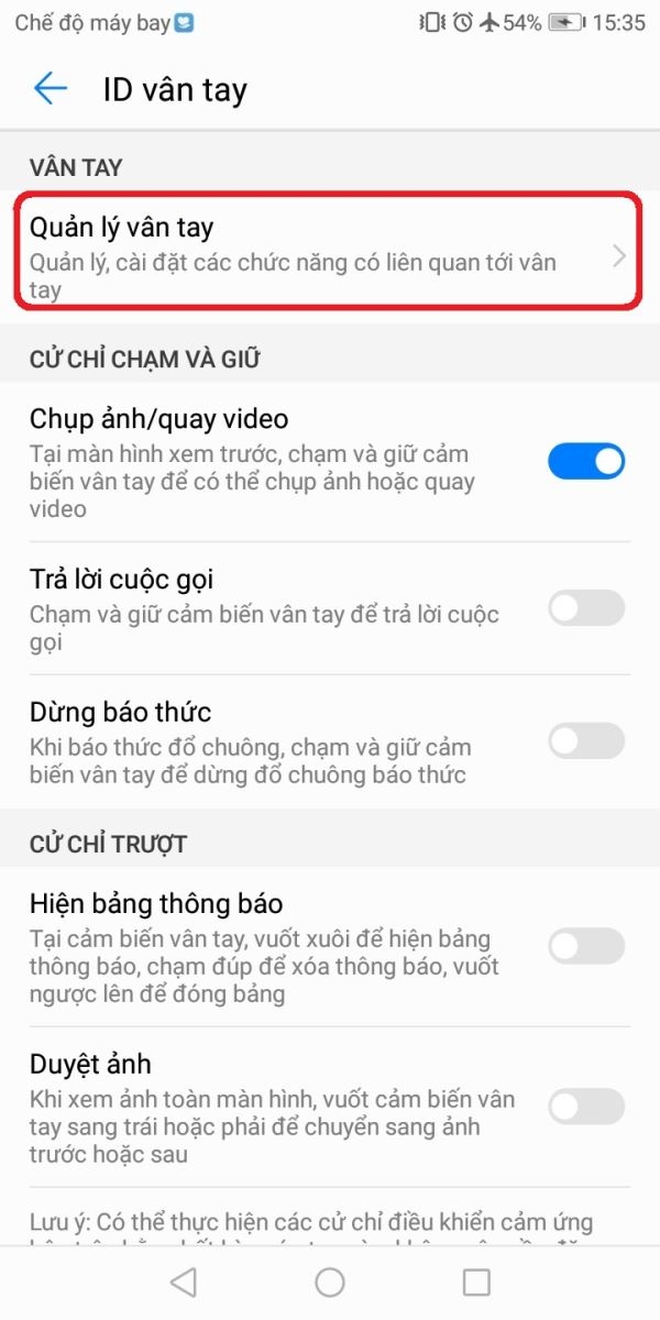 Hướng dẫn thiết lập mở khóa bằng vân tay trên Huawei Y6 Prime 4