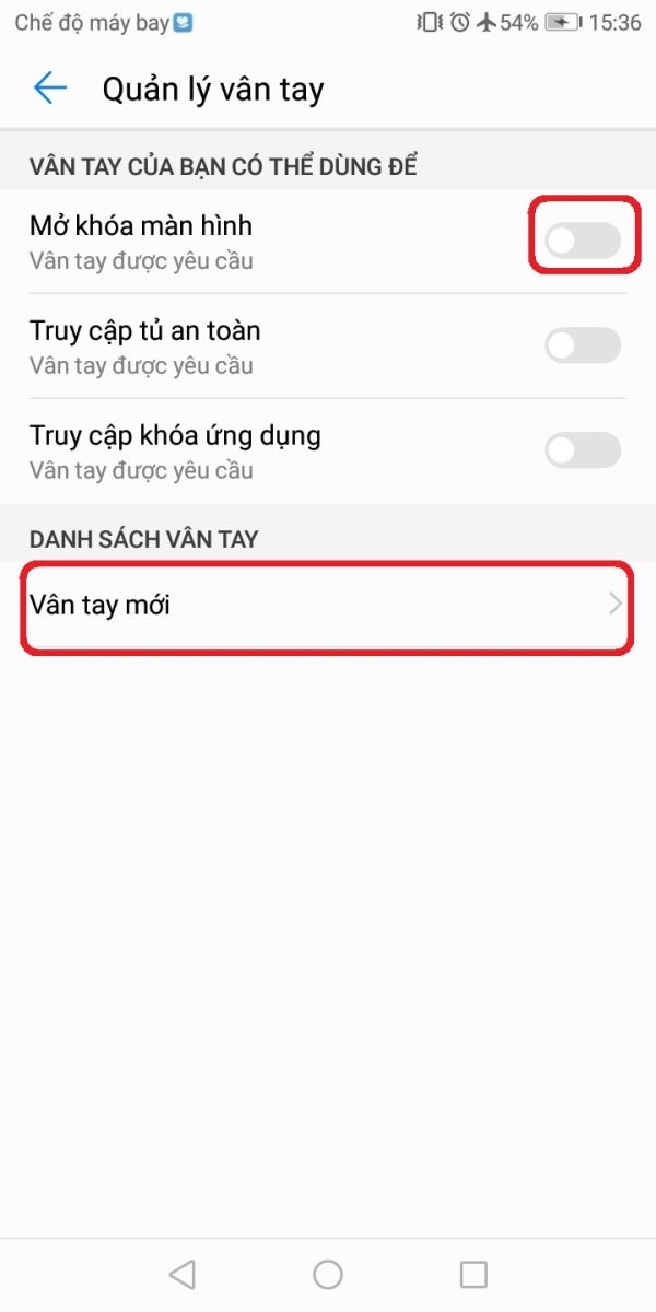 Hướng dẫn thiết lập mở khóa bằng vân tay trên Huawei Y6 Prime 5