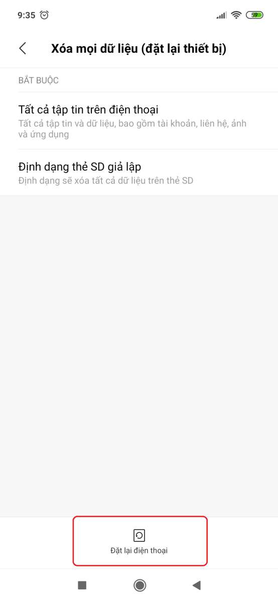 Hướng dẫn khôi phục cài đặt gốc trên Xiaomi Mi 8 6