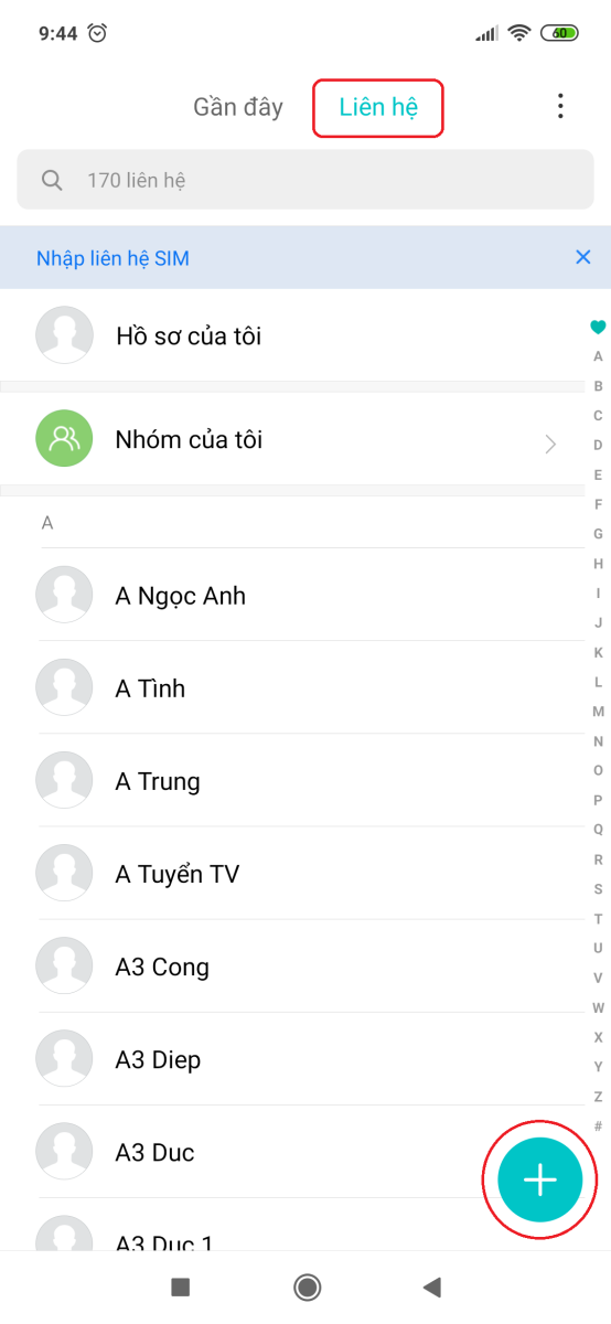 Hướng dẫn lưu tên vào danh bạ trên Xiaomi Mi 8 2
