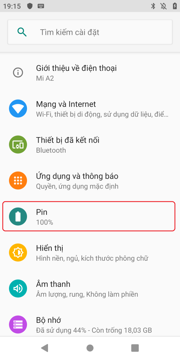 Hướng dẫn bật hiển thị phần trăm pin trên Xiaomi Mi A2 2