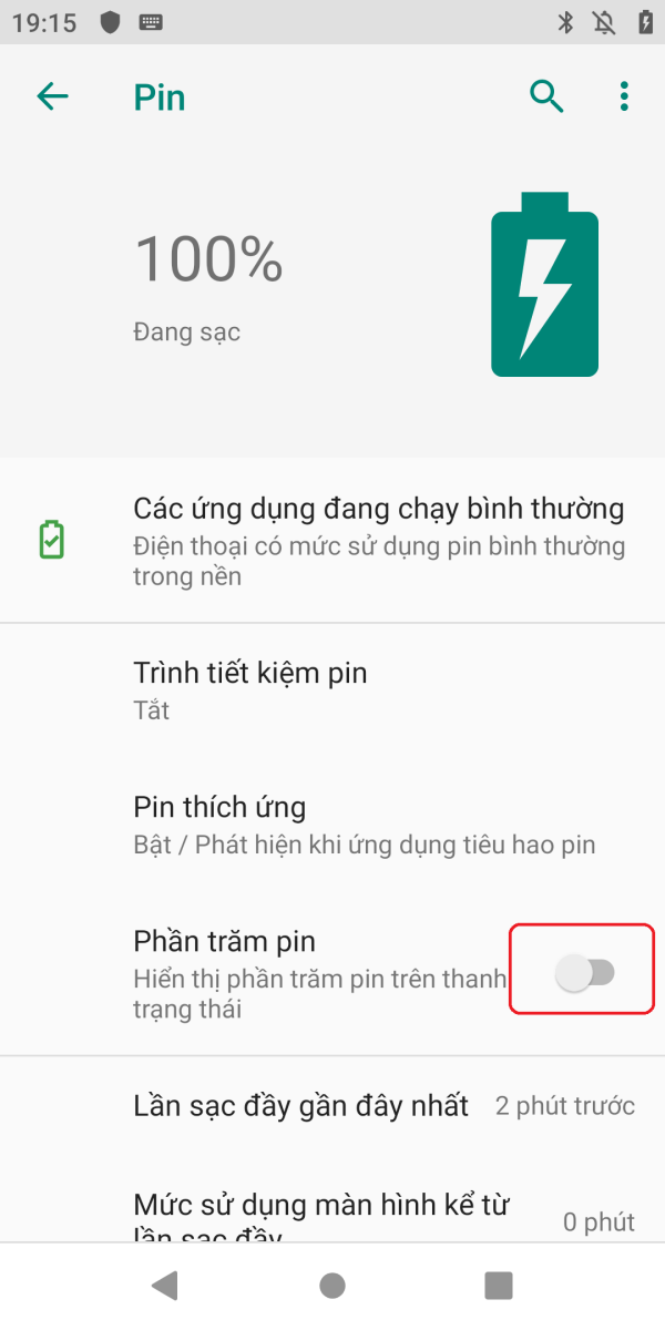 Hướng dẫn bật hiển thị phần trăm pin trên Xiaomi Mi A2 3
