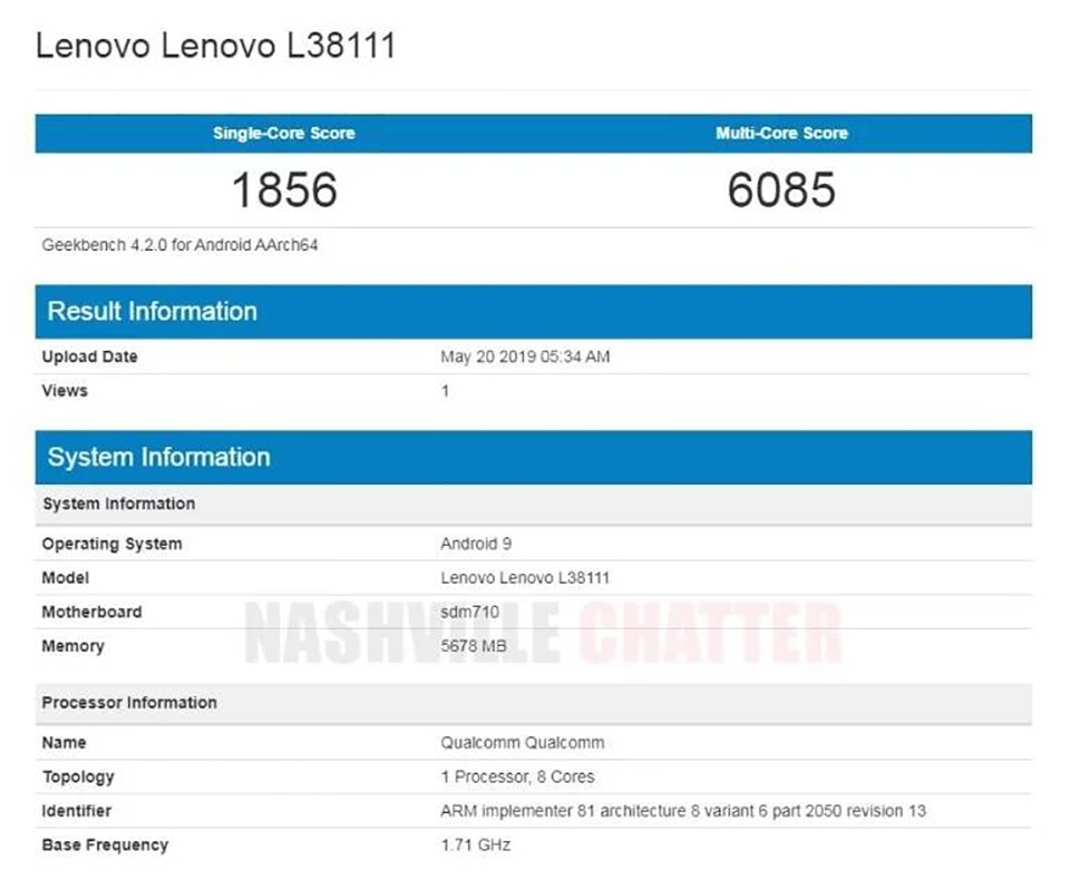 Lenovo L38111 lộ cấu hình trên Geekbench Lenovo L38111 lộ cấu hình trên Geekbench