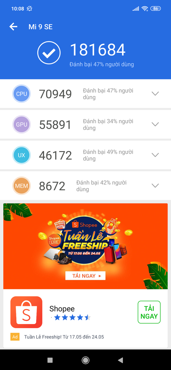 cấu hình điểm số Mi 9 SE cấu hình điểm số Mi 9 SE