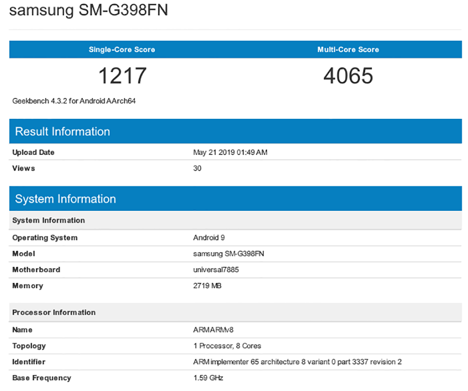 Galaxy Xcover 5 lộ cấu hình trên Geekbench
