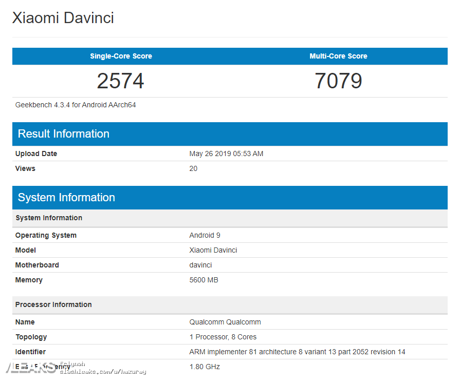 Redmi K20 rò rỉ cấu hình trên Geekbench với vi xử lý Snapdragon 730 (ảnh 2)
