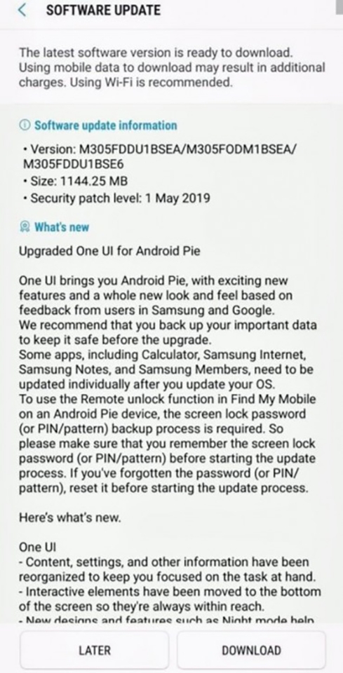Galaxy M30 bắt đầu được lên đời Android 9 Pie Galaxy M30 bắt đầu được lên đời Android 9 Pie