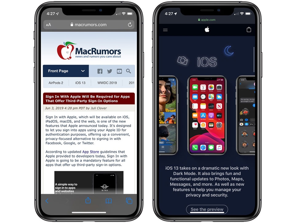 Chế độ tối của iOS 13