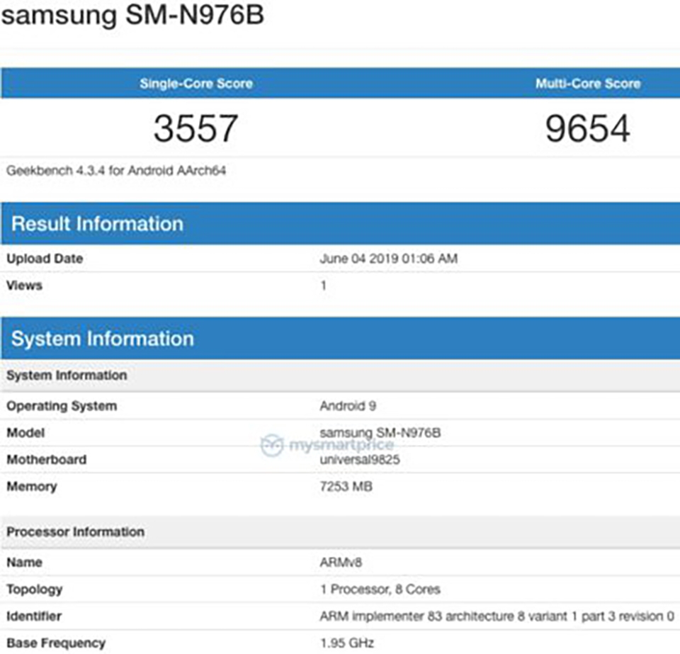 Galaxy Note 10 lộ cấu hình trên Geekbench Galaxy Note 10 lộ cấu hình trên Geekbench