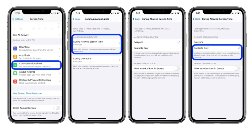 Cách đặt giới hạn giao tiếp iPhone 01