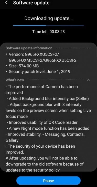 bản cập nhật Galaxy S9