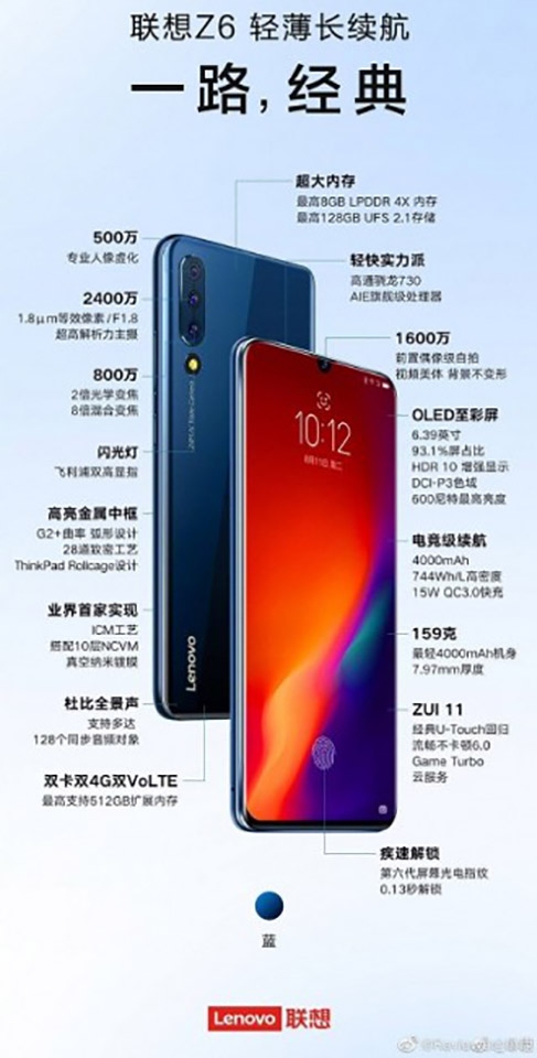 Cấu hình chi tiết Lenovo Z6 Cấu hình chi tiết Lenovo Z6