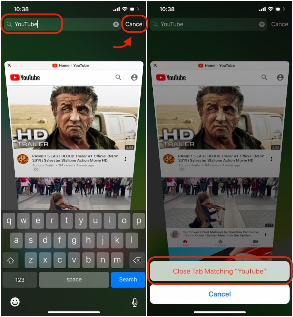 Xóa tab bằng Tìm Kiếm