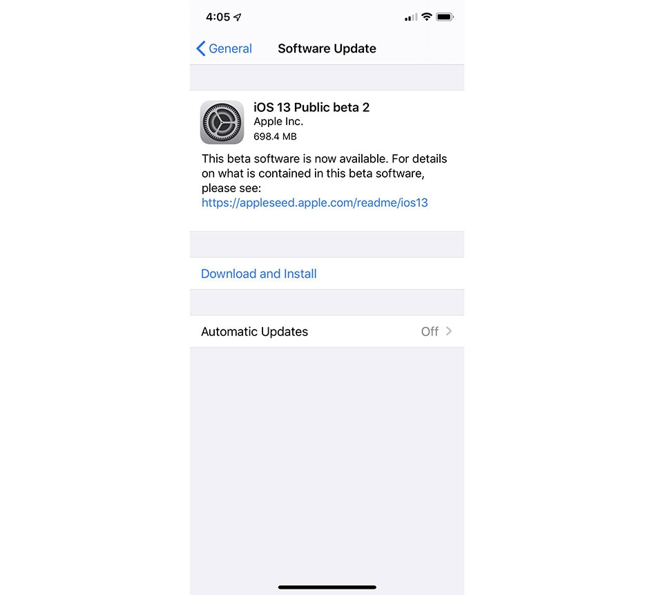 iOS 13 Public Beta 2