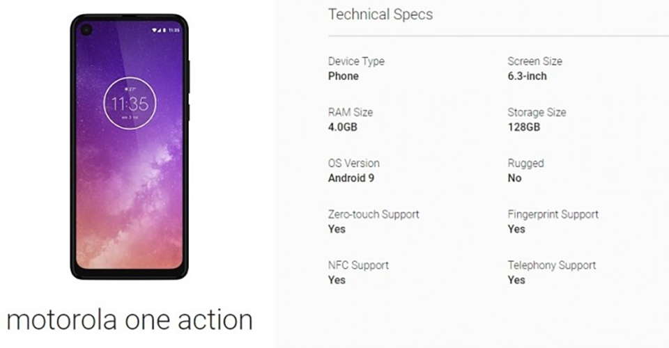 Thông tin Motorola One Action (ảnh 1)