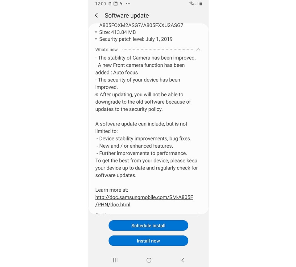 Cập nhật Samsung Galaxy A80