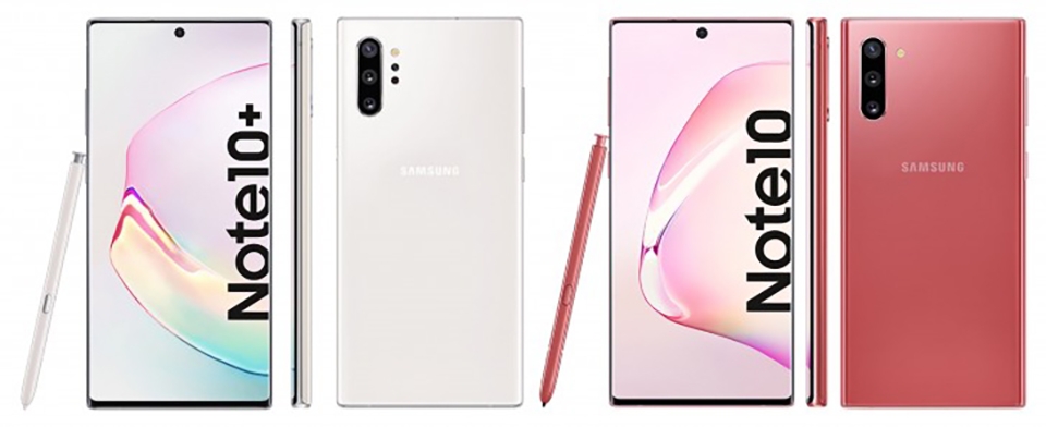 Galaxy Note 10+ màu trắng và Note 10 màu hồng Galaxy Note 10+ màu trắng và Note 10 màu hồng