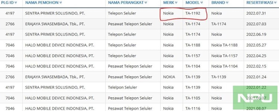 Nokia TA-1192 đạt chứng nhận tại Indonedia (ảnh 1)