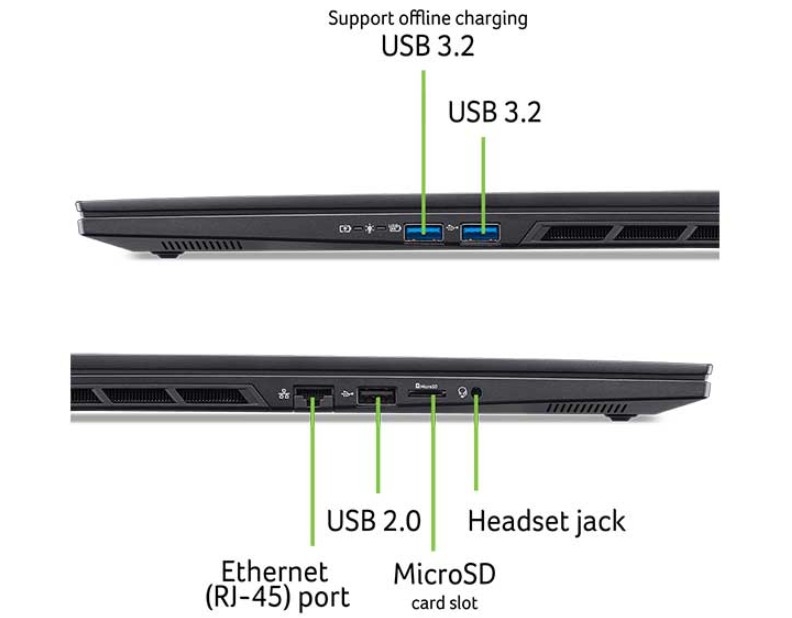 Cổng kết nối trên Acer Gaming Nitro 16S AI ProPanel AN16S-61-R5F4