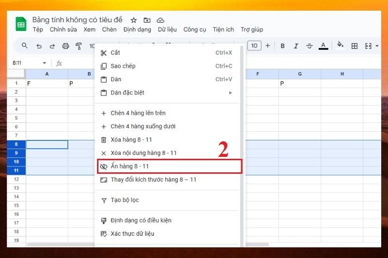 Ẩn cột trong Google Sheet ảnh 6