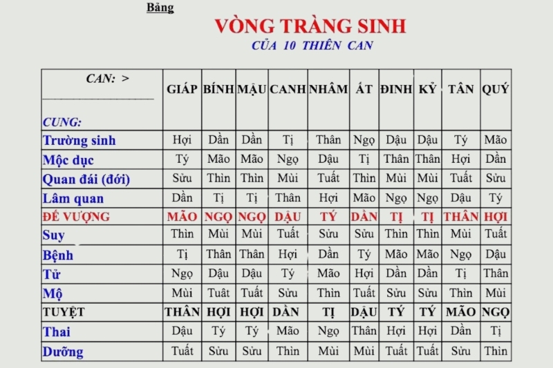 Ý nghĩa của 12 cung trong Vòng Tràng Sinh