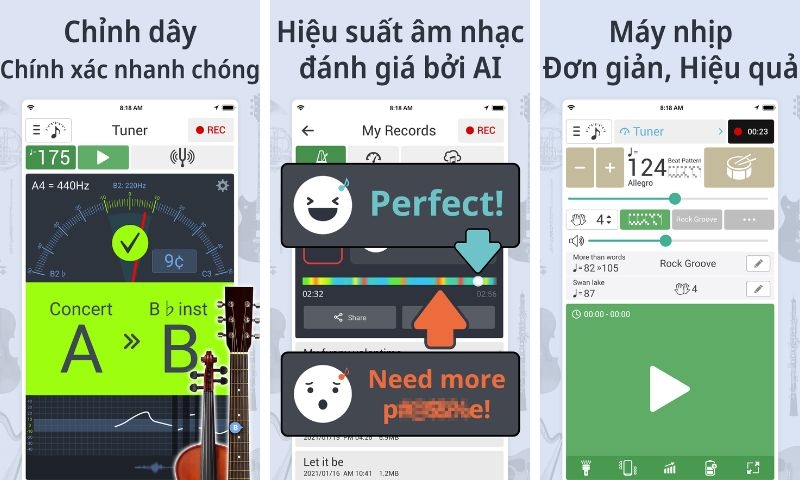 App chỉnh dây đàn guitar - Chỉnh dây & máy nhịp