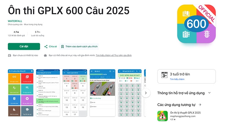 Ôn thi GPLX là một trong những app học bằng lái xe máy được tải nhiều nhất hiện nay