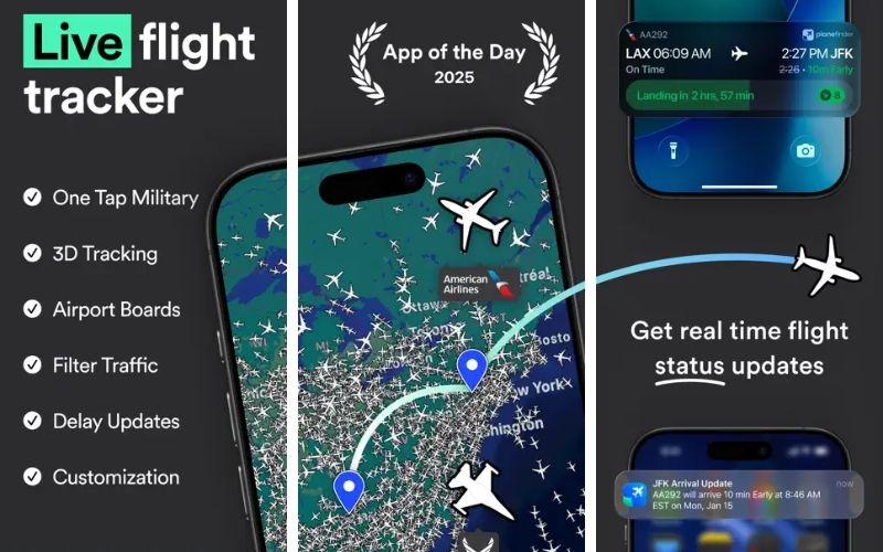 App theo dõi chuyến bay - Plane Finder