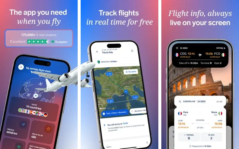 App theo dõi chuyến bay - AirHelp Flight Tracker & Claim
